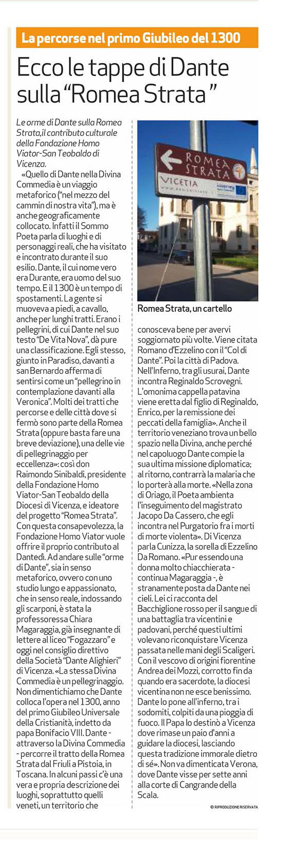 Le tappe di Dante sulla Romea Strata